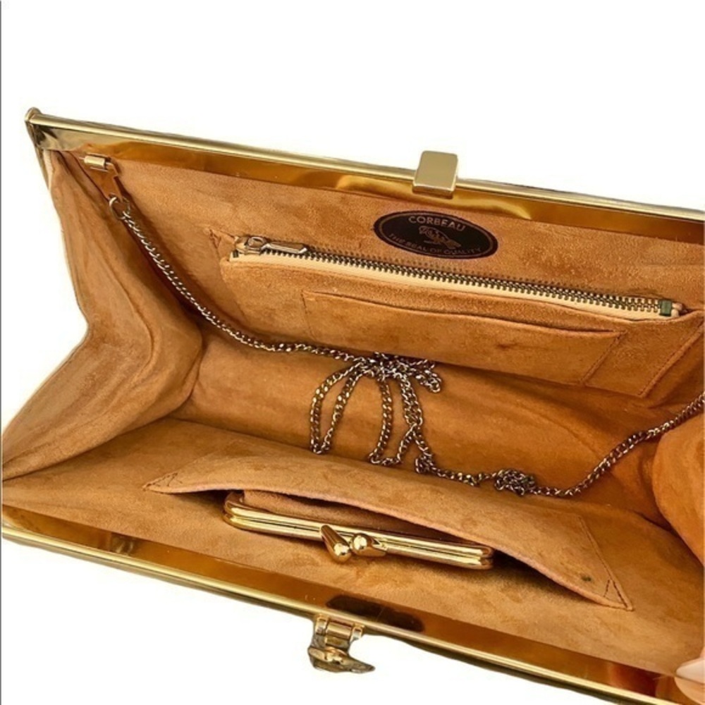 Corbeau 1980’s Vintage Nude Beige Neutral Ostrich Vintage Leather Clutch Bag - Picture 3 of 12